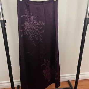 Dana Buchman Dark Purple Silk Maxi Skirt